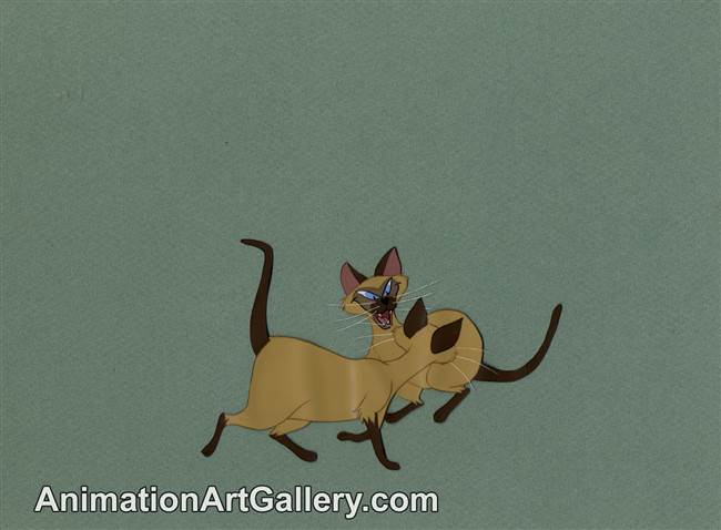 Disneyland Cel Set-up of Si and Am from Lady and the Tramp