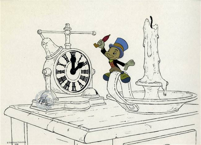 Original Production Cel of Jiminy Cricket from Mickey's Christmas Carol (1983)