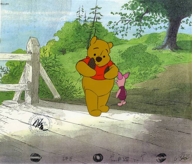 Original Production Cel of Winnie the Pooh and Piglet from Winnie the Pooh and a Day for Eeyore (1983)