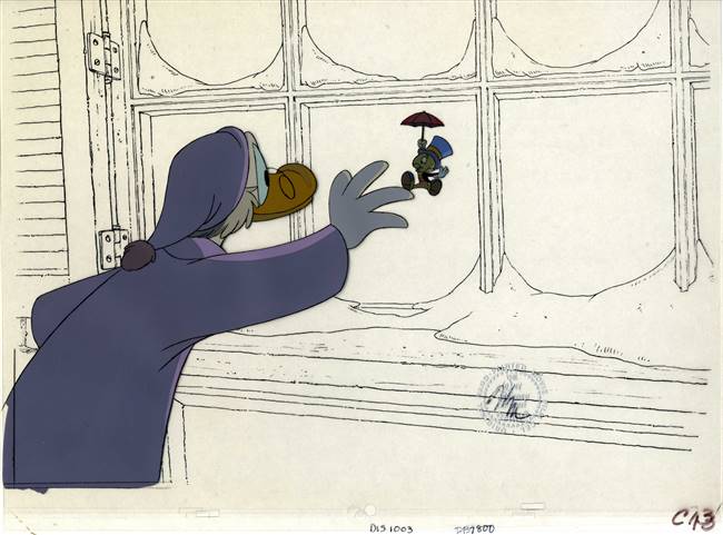 Original Production Cel of Scrooge McDuck and Jiminy Cricket from Mickeyï¿½s Christmas Carol (1983)