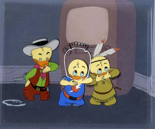 Original Production Cels of Huey, Dewey, and Louie (as Daisy's Brothers) from Donald's Diary (1954)