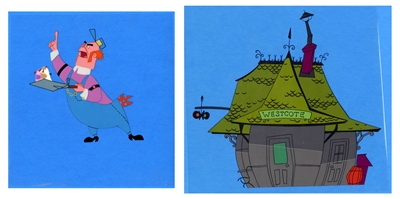 Original Production Cels of Stationmaster Flannery and Station from Pigs is Pigs (1954)