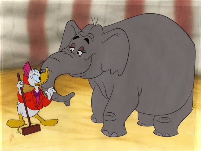 Original Production Cel of Donald Duck and Dolores the Elephant from Working for Peanuts (1953)