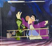 Original Production cel of Chimney Bill the Lizard and the Dodo from Alice in Wonderland (1951)