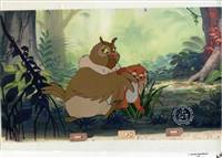 Original Production cel of Big Mama and Tod from Fox and the Hound (1981)