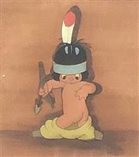 Original Courvoisier Cel of Hiawatha (pants falling down) from Little Hiawatha (1937)