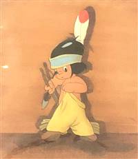 Original Courvoisier Cel of Hiawatha (pulling pants up) from Little Hiawatha (1937)