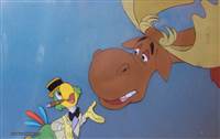 Disneyland Cel Set-up of a moose and Jose Carioca from Disney Studios (c. 1970s)