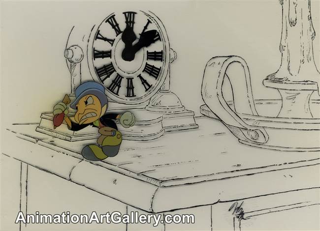 Original Production Cel of Jiminy Cricket from Mickey's Christmas Carol (1983)