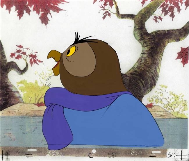 Original Production Cel of Owl from Pooh from Winnie the Pooh Discovers the Seasons (1981)
