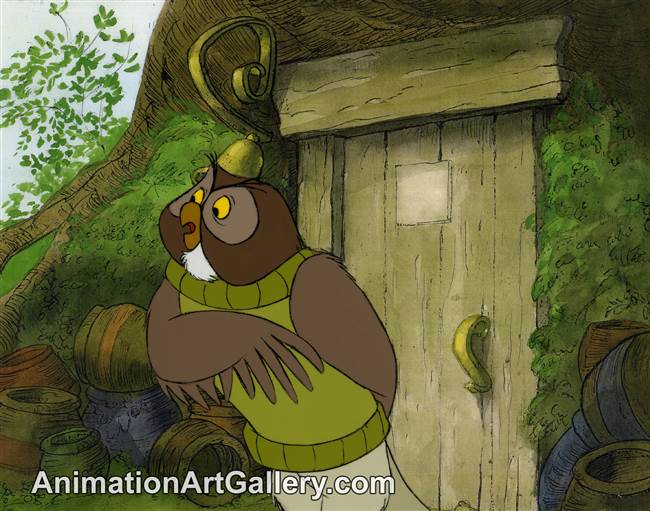 Production Cel of the Owl from Pooh from Seasons