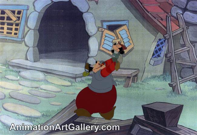 Production Cel of Mickey Mouse and Captain Pete from The Prince and the Pauper