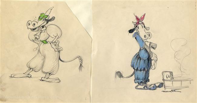 Original Production Character Drawings of Clarabelle Cow