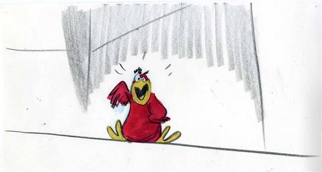 Original Storyboard drawing of Iago from Aladdin (1992)