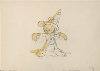 Original Production Drawing of Mickey Mouse as the Sorcerer's Apprentice from Fantasia (1940)