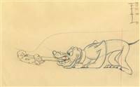 Original Production Drawing of Pluto and Gopher from Bone Bandit (1948)