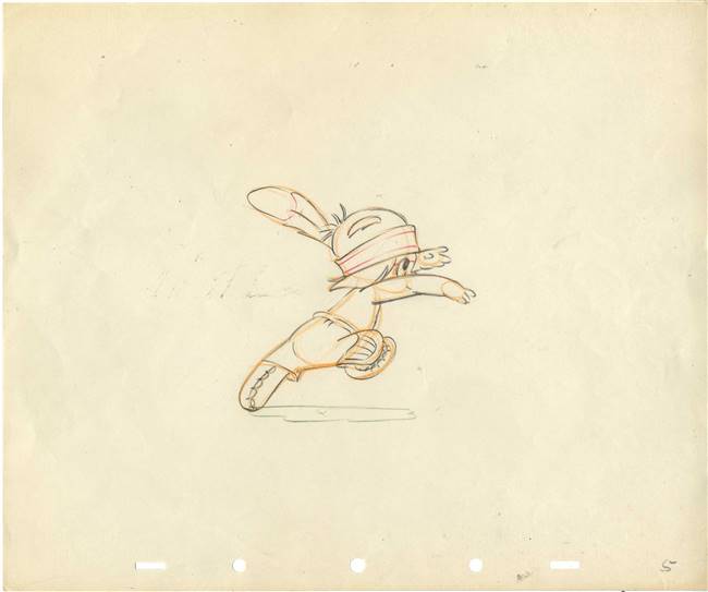 Original Production Drawing of Hiawatha (running from bear) from Little Hiawatha (1937)