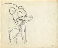 Original Production Drawing of the bear from Little Hiawatha (1937)