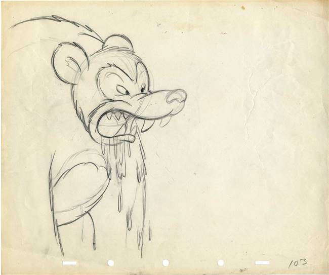 Original Production Drawing of the bear from Little Hiawatha (1937)