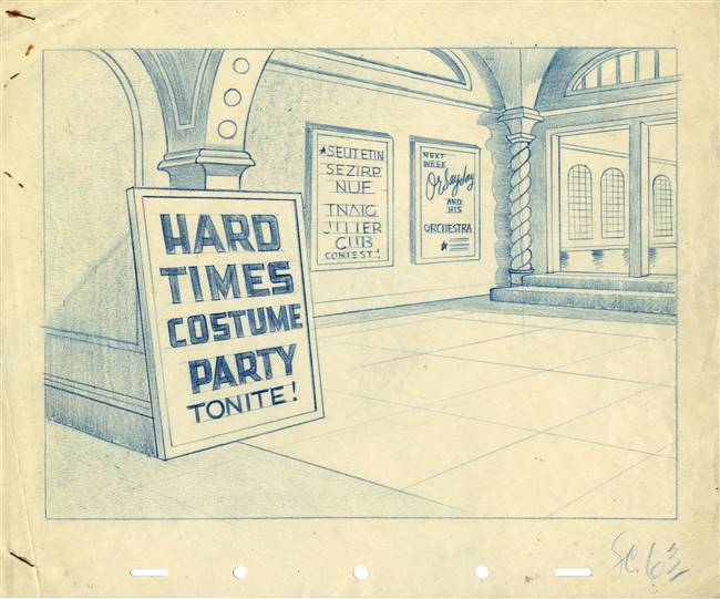 Original production layout drawing from Mickeyï¿½s Delayed Date (1947)
