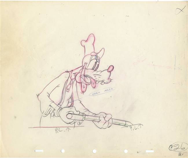 Original Production Drawing of Goofy from Tugboat Mickey (1940)