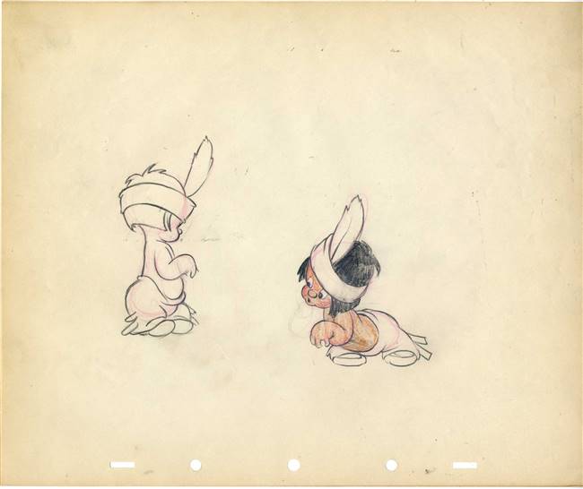 Original Production Character Drawing of Hiawatha from Little Hiawatha (1937)