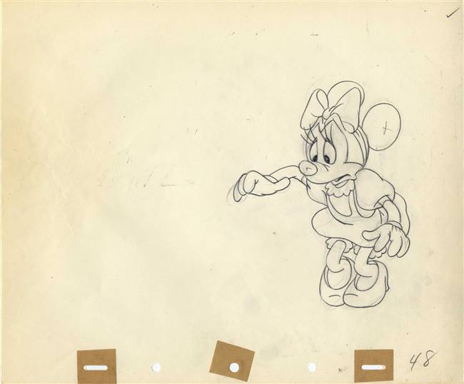 Original Production Drawing of Minnie Mouse from Pluto's Sweater (1949)