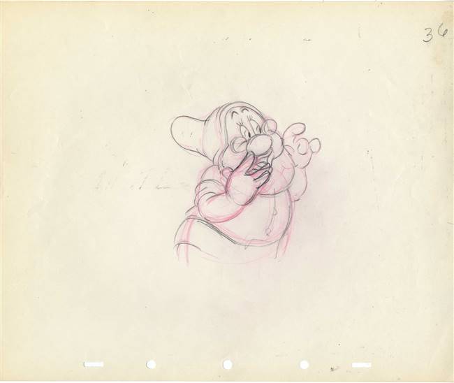 Original Production Drawing of Doc from Snow White (1937)