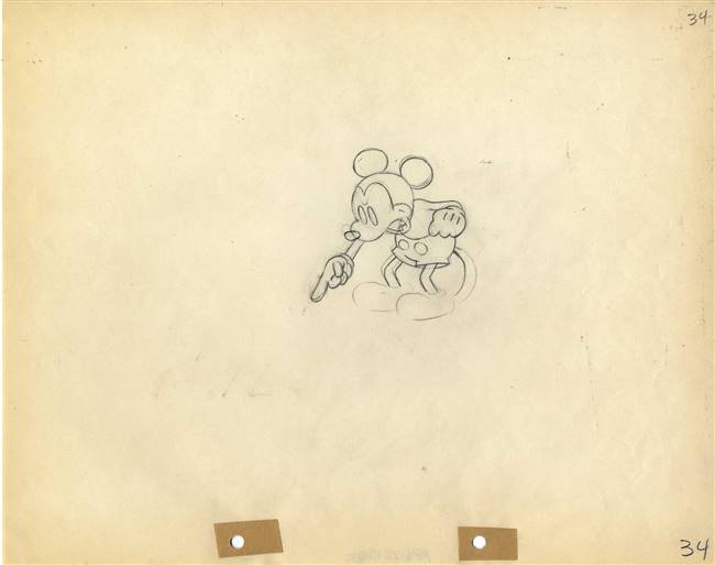 Original Production Drawing of Mickey Mouse from Mickey Plays Papa (1934)