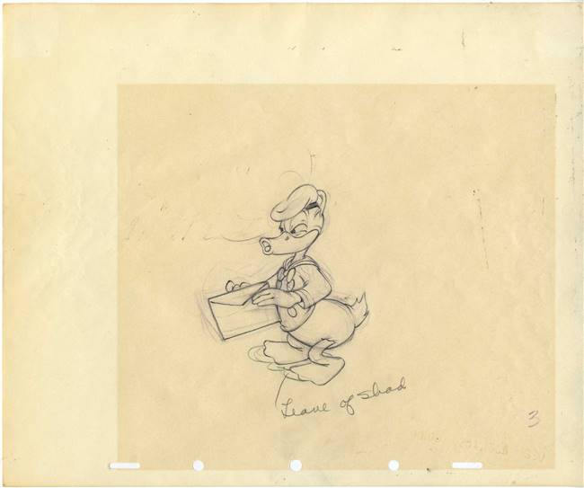 Original Production Drawing of Donald Duck from The New Spirit (1942)