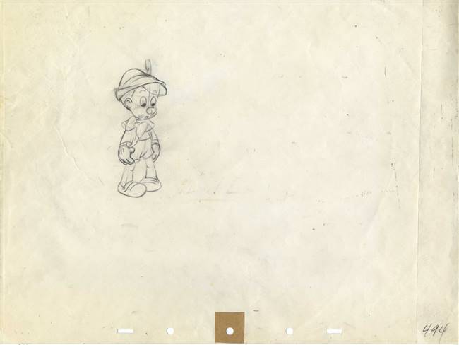 Original Production Drawing and Photostat of Pinocchio from Pinocchio (1940)
