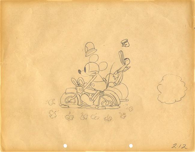 Original production drawing of Mickey Mouse and Donald Duck from The Dognapper (1934)