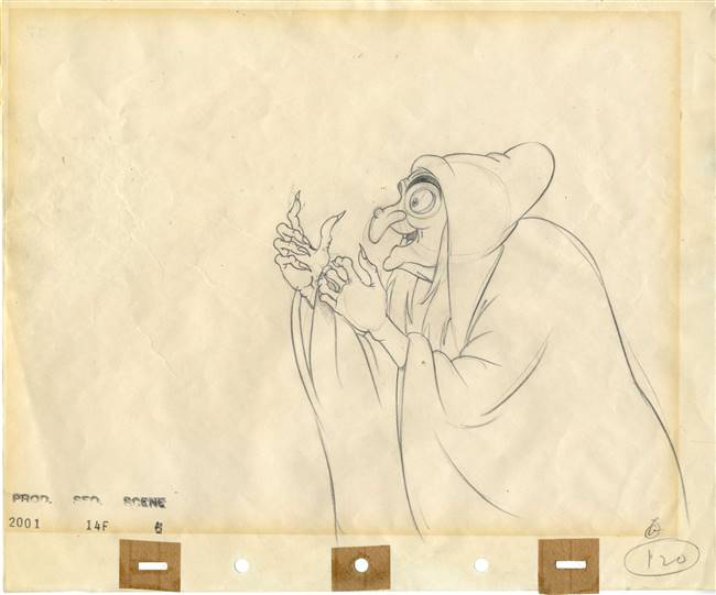 Original Production Drawing of the Witch from Snow White and the Seven Dwarfs (1937)