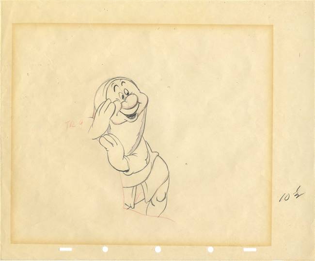 Original Production Drawing of Bashful from Snow White and the Seven Dwarfs (1937)