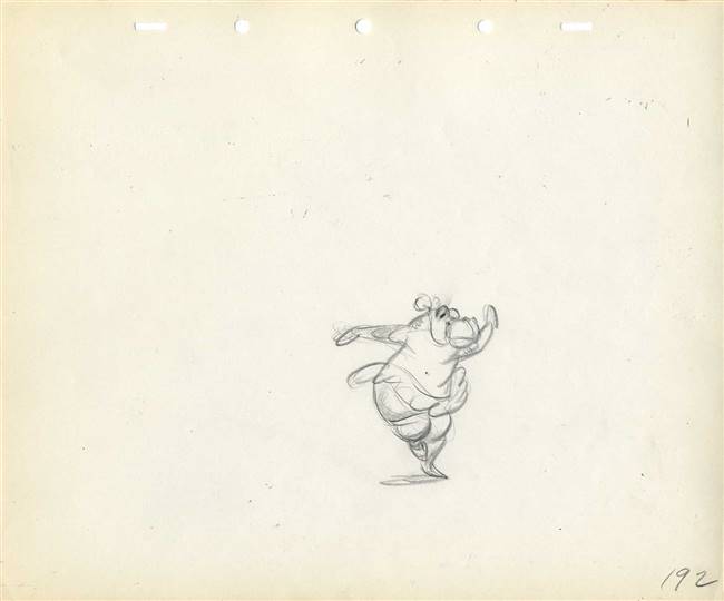 Original Production Drawing of Hyacinth Hippo from Fantasia (1940) Attributed to Preston Blair