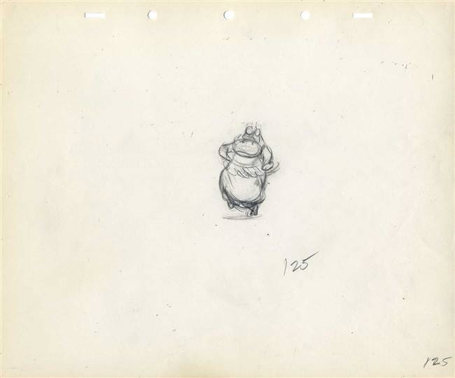 Original Production Drawing of Hyacinth Hippo from Fantasia (1940) Attributed to Preston Blair