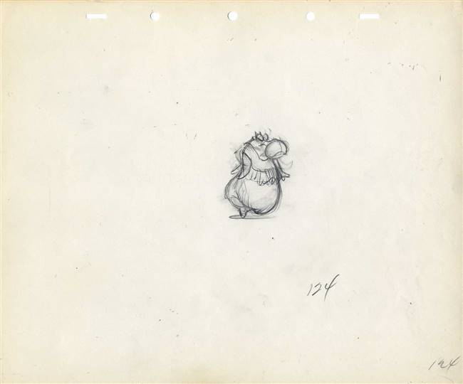 Original Production Drawing of Hyacinth Hippo from Fantasia (1940) Attributed to Preston Blair
