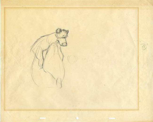 Original Production Drawing of Baloo from Jungle Book (1967)