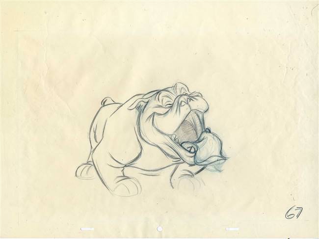 Original Production Drawing of the Bulldog from Lady and the Tramp (1955)