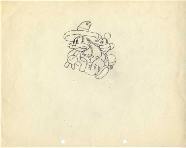 Original Production Drawing of Minnie and Pete from the Cactus Kid (1931)