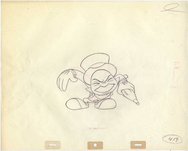 Original Production Drawing of Jiminy Cricket from Disney TV (1950s/60s)