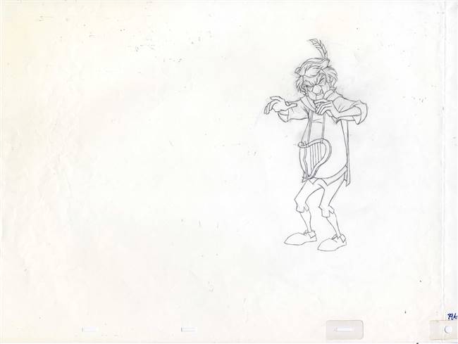 Original Production Drawing of Fflewddur Fflam from Black Cauldron (1985)