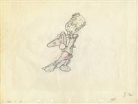 Original Production Drawing of Mickey Mouse as the Sorcerer's Apprentice with Effects Drawing from Fantasia (1940)