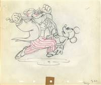 Original Production Drawing of Mickey Mouse and the Judge from Society Dog Show (1939)