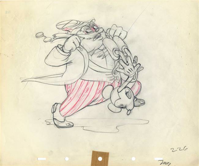 Original Production Drawing of Mickey Mouse and the Judge from Society Dog Show (1939)