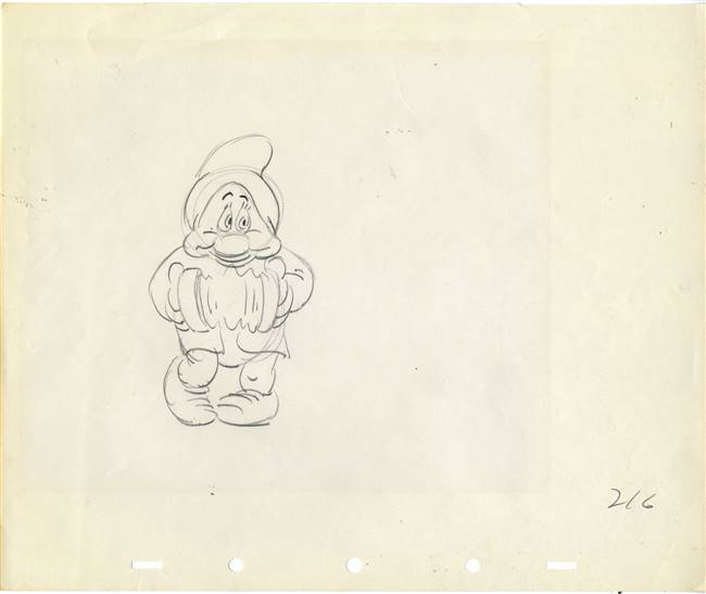 Original Production Drawing of Bashful from Snow White and the Seven Dwarfs (1937)