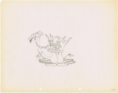 Original Production Drawing of Mickey Mouse and Minnie Mouse from Mickey in Arabia (1932)