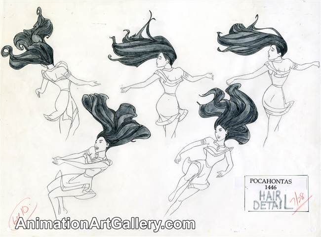 Model Sheet Drawing of Pocahontas from Pocahontas