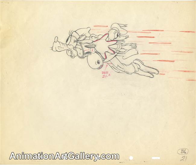 Production Drawing of Goofy and Donald Duck from Moose Hunters