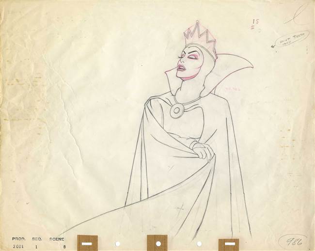 Production Drawing of the Evil Queen from Snow White and the Seven Dwarfs